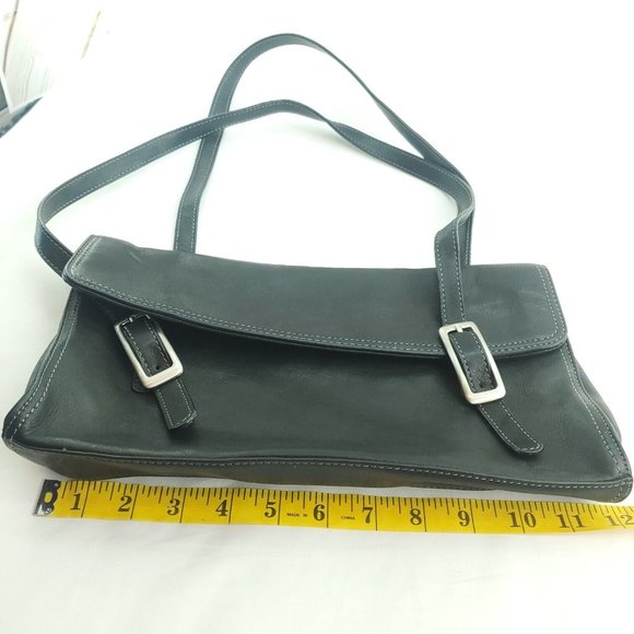 Tignanello Womens Black Leather Double Handles Buckle Straps Shoulder Bag - Picture 5 of 14